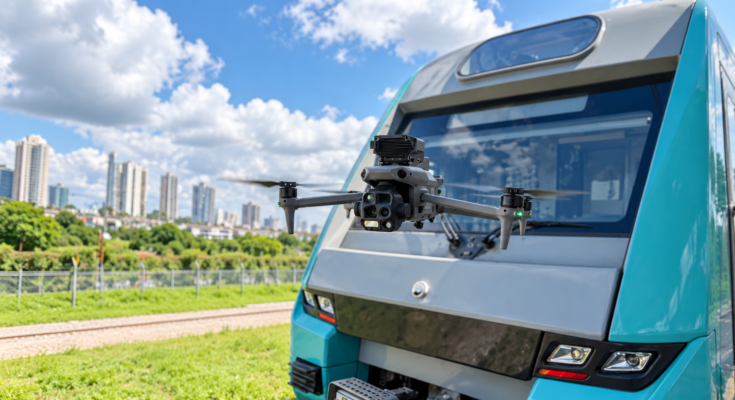 Drone em frente a trem das Linhas 8-Diamante e 9-Esmeralda